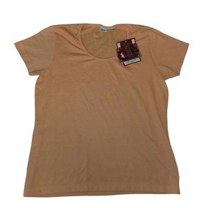 NWT Faded Glory Women's Orange Cotton Stretch Short Sleeve Basic T-Shirt Size XL